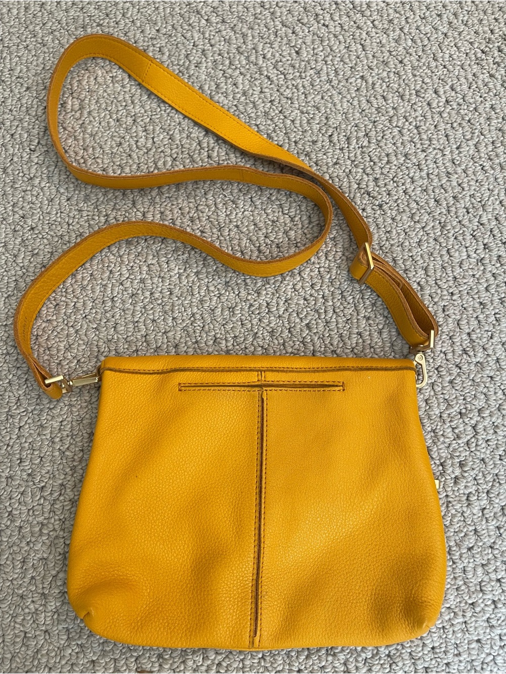 Hammitt Mustard Yellow Pebbled Leather Crossbody with Front Zip - Picture 2 of 5